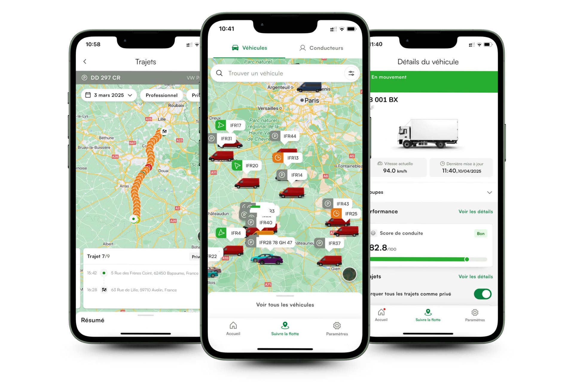 application mobile suivi flotte véhicules professionnels