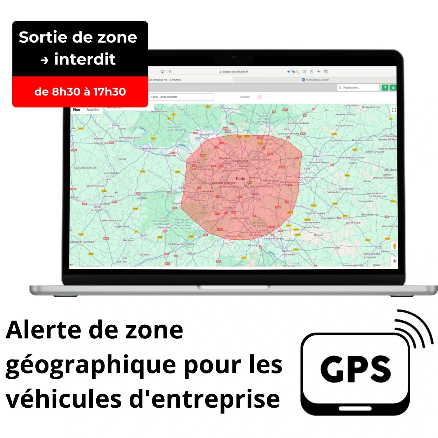 Alerte de zone géographique pour les véhicules entreprise